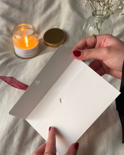 heart + ribbon envelope (black lace)