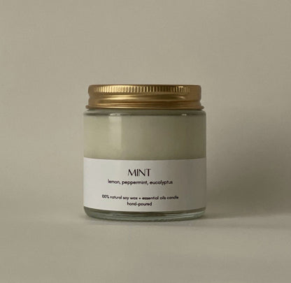 mint scented candle (glass jar)
